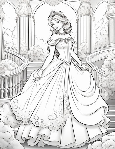 Princess coloring, aristocracy style in dark pink and dark gold