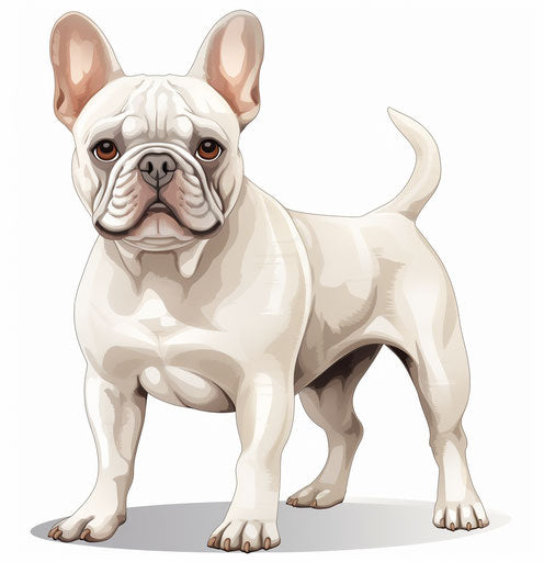 White French Bulldog on White Background