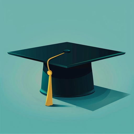 Realistic graduation clipart on flat turquoise background