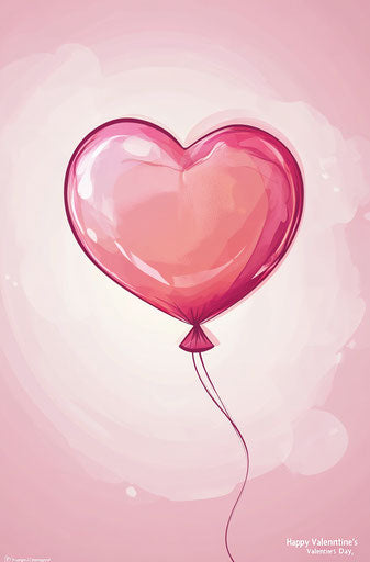 Happy Valentine's Day, heart-shaped balloon on pink