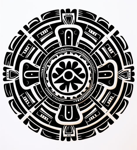 Black and white tribal tattoo drawing on white background