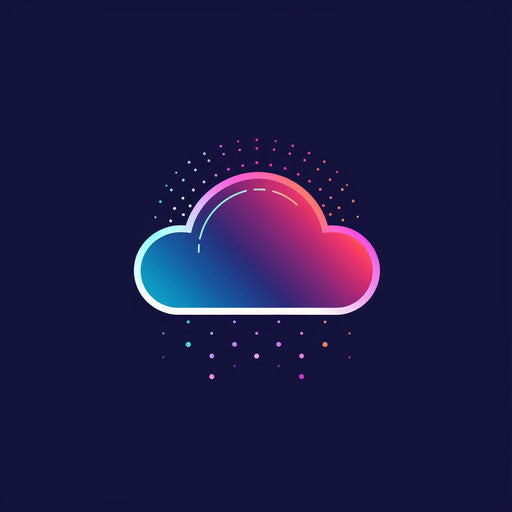 Modern digital logo with cloud, connectivity, and text space