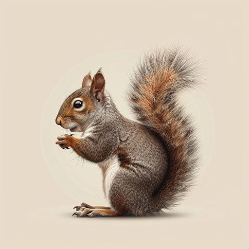Photo-realistic quality squirrel clipart on flat beige background
