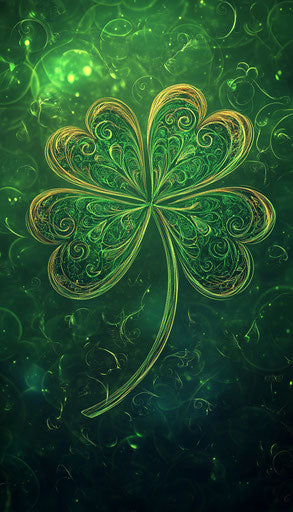 Shimmering shamrock on vibrant green background
