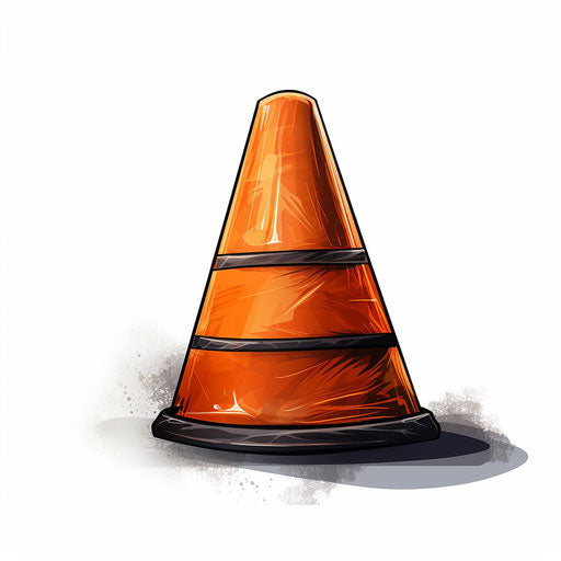 Traffic cone in Chiaroscuro Art style on white background