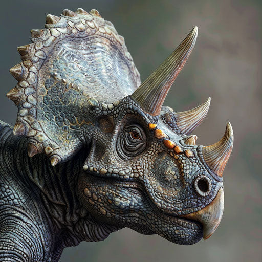 Realistic triceratops clipart on slate grey background