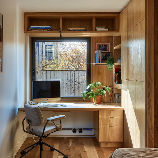 Compact home office with foldable desk