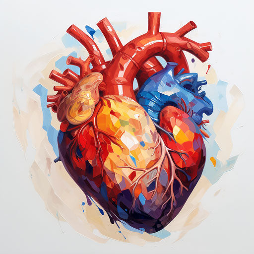 Human heart clipart in the style of Oil painting, on a white background