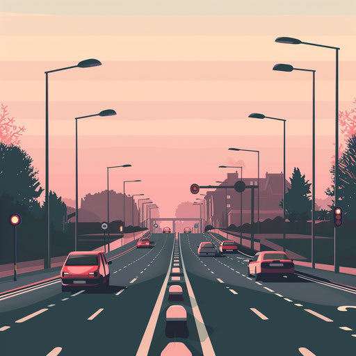 Realistic traffic clipart on dusky rose background