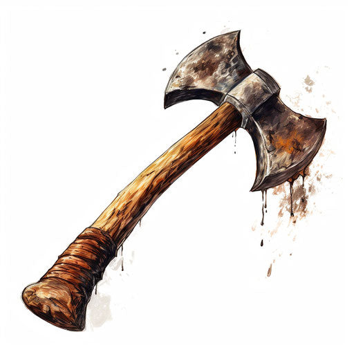Axe clipart in the style of Oil painting