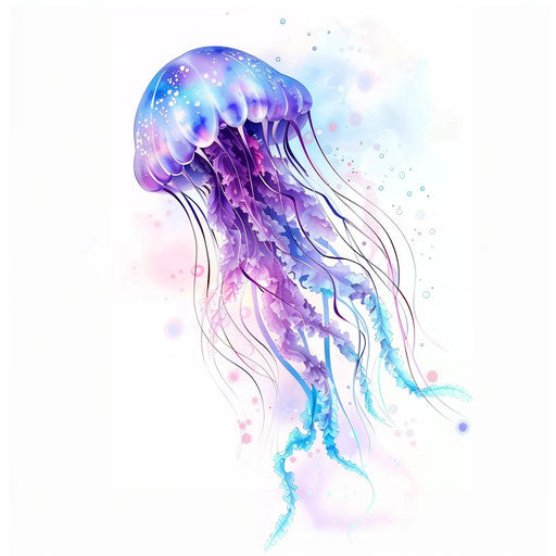 Ethereal jellyfish tattoo with pastel colors and textures