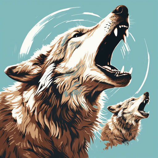 Howling wolf drawing on white background