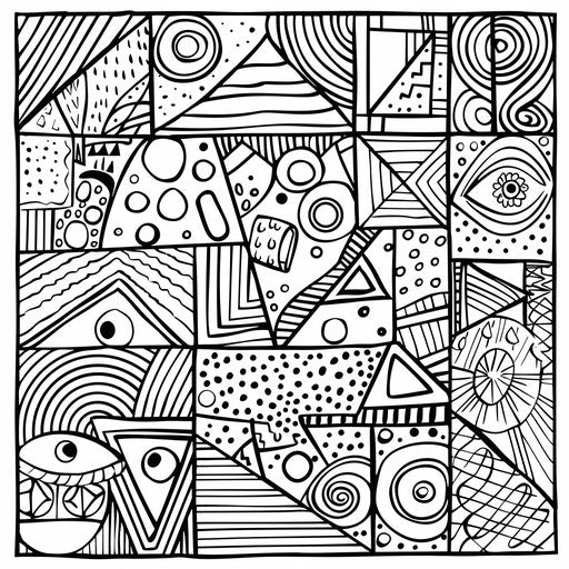 Assorted shapes for educational coloring book page