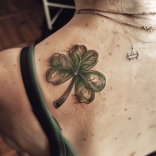 Vintage shamrock tattoo in green and brown colors
