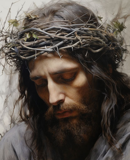 Jesus of Nazareth, drawing with a crown of thorns