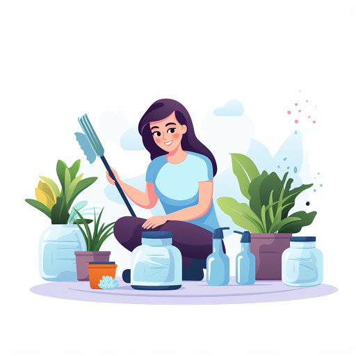 Minimalist-style cleaning clipart on a white background