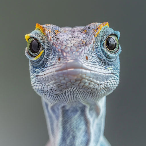 Portrait of an anole lizard with a playful expression