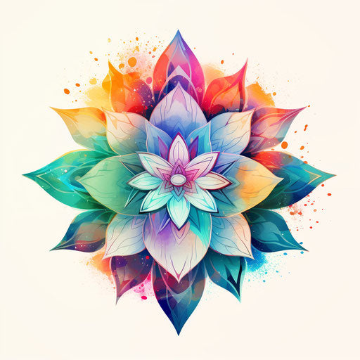Indian colored flower design with subtle gradient, geometric