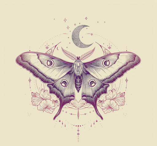 Luna moth tattoo, moons symbol background