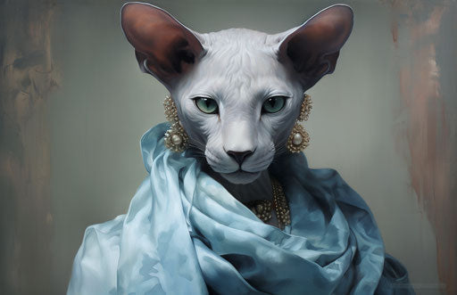 Cat of Africa, in the style of light azure and gray