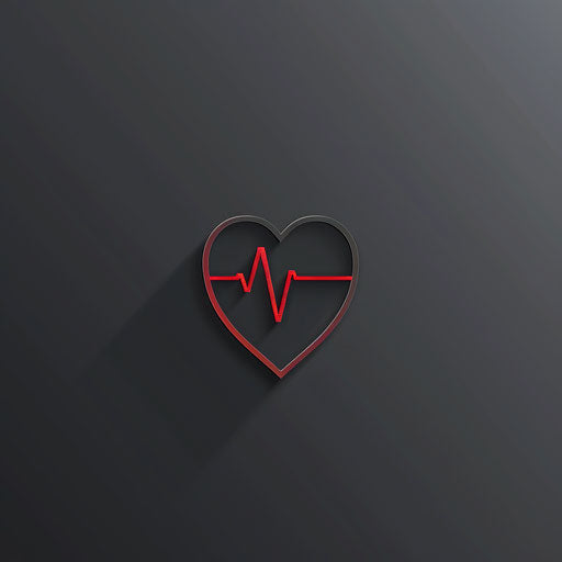 Classic medical logo with a heart and pulse icon on a dark grey background