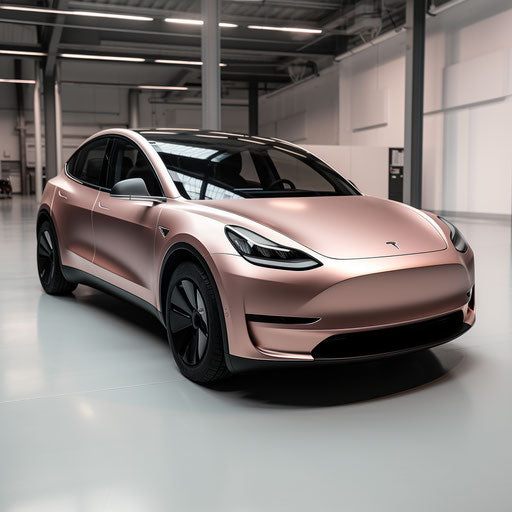 Electric car in Champagne color