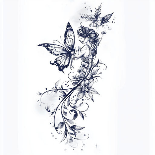 Flat clipart style wrist tattoo sketch with whimsical fairy tale theme