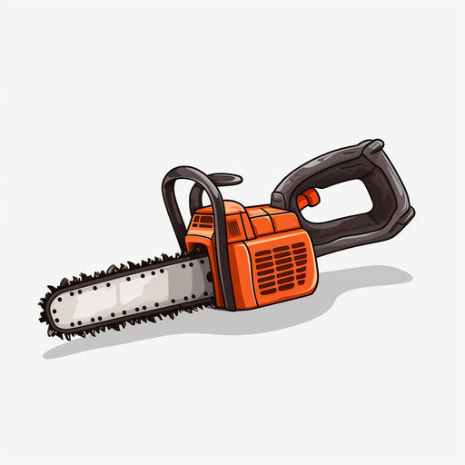 Chainsaw illustration in Minimalist style, on white background