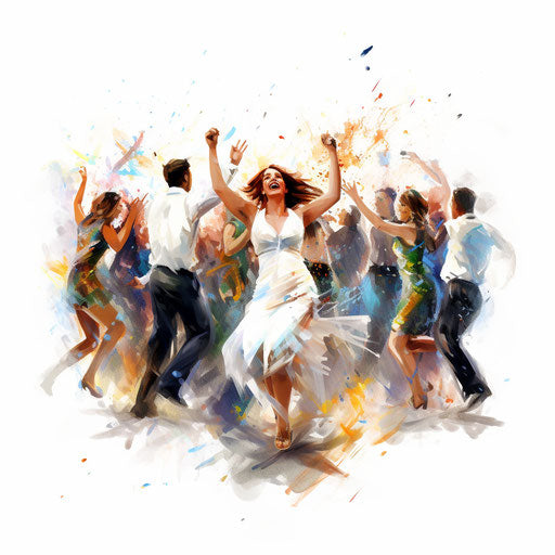 Party clipart in the style of Oil painting, on a white background