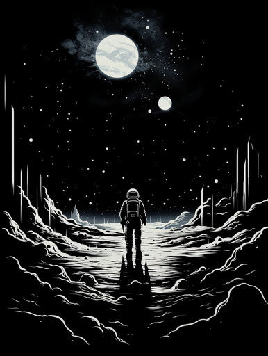 Space explorer flying through the stars