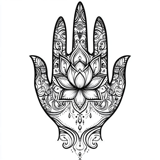 Lotus flower tattoo mandala on pure white background