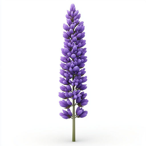 3D lavender on white background, photo realistic style