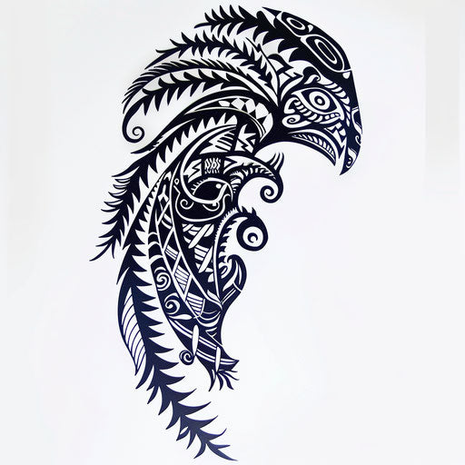 Polynesian fern tattoo on white background