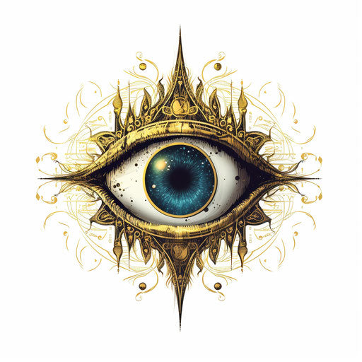 All seeing eye with sun, moon and stars