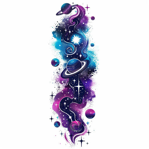Cosmic flat tattoo sketch in clipart style