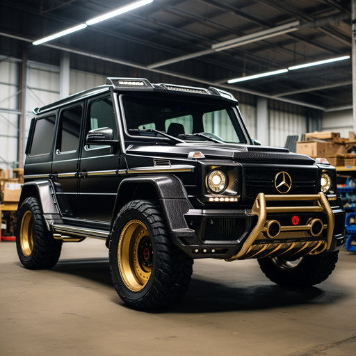 Classic lowrider Mercedes Benz G Wagon with hydraulics