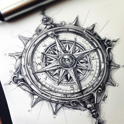 Intricate nautical compass with vintage maritime elements
