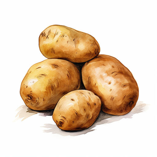 Potato illustration in the style of Chiaroscuro Art, on white background
