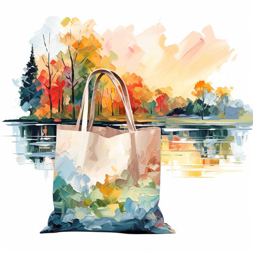 Shopping bag clipart in the style of Oil painting, on a white background