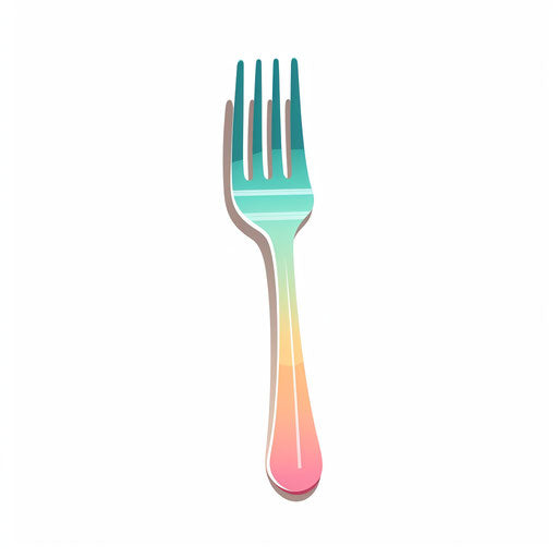 Fork illustration in the style of Pastel Colors Art on white background
