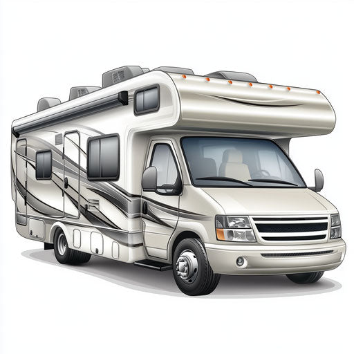 Photo-realistic clipart of a motorhome, isolated, high resolution