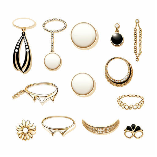Minimalist style jewelry clipart, on white background
