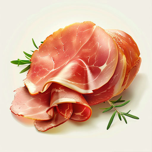 Photo realistic ham clipart on flat white background with vibrant colors