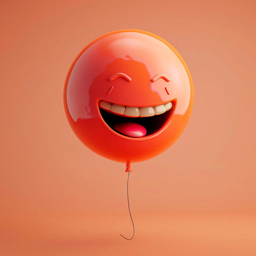 Happy and laughing emoticon with a party balloon