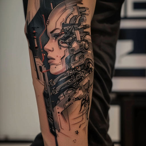 Human-machine integration depicted in cybernetic tattoo