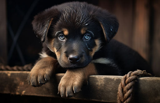 Rottweiler German Shepherd puppies, emotionally charged style