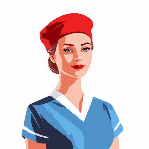 Minimalist nurse graphic on white backdrop