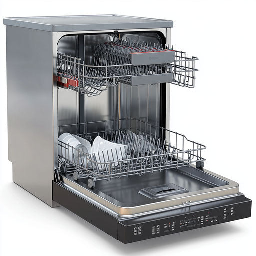 Realistic illustration of a dishwasher, high resolution, isolated