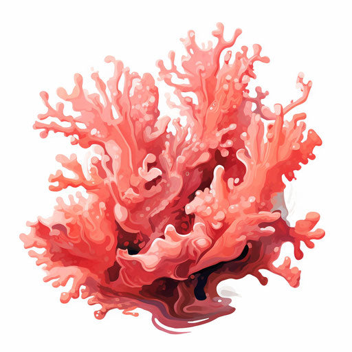 Coral clipart in the style of Oil painting, on a white background