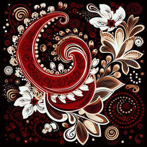 Intricate white and brown paisley pattern design